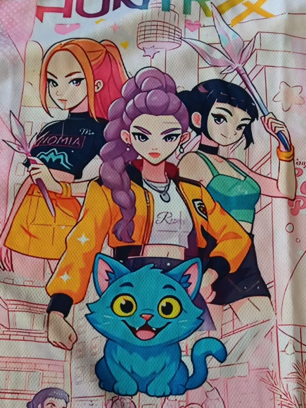 Kids Pink Cartoon Character Short Set - Huntrix Demon Hunters